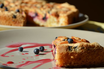 homemade charlotte pie with apples and berries