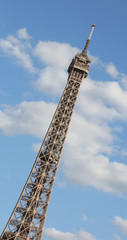 Fototapeta na wymiar Eiffel Tower in Paris intentionally tilted in vertical format an