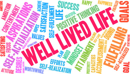 Obraz premium Well Lived Life Word Cloud on a white background. 