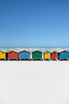 Colorful Beach Huts on Beach