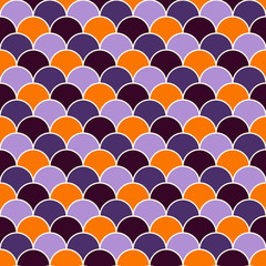 Obraz premium Fish scale wallpaper in Halloween traditional colors. Asian classic ornament with repeated scallops.