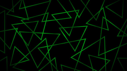 Abstract dark background of intersecting triangles in green colors