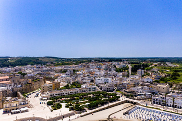 Fototapeta premium Aerial view of Otranto with Harbour and Castle, Lecce province, Salento peninsula, Puglia, Italy