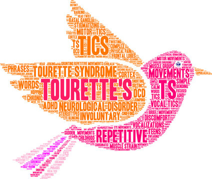 Tourette's Word Cloud on a white background. 