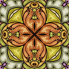 Colored Seamless Pattern with Mosaic Motif