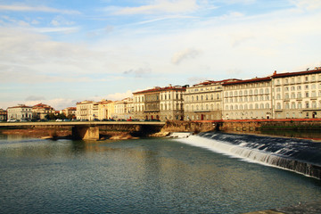 Cityscape and view on the riveside on Florence, Italy