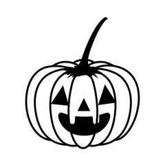 halloween pumpkin with face and leafs