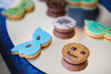 Round Chocolate Biscuit in the Shape of a Face with Smile