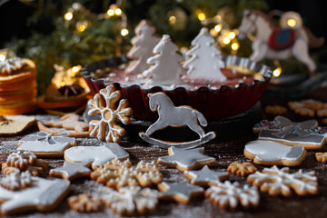 Christmas cake, cookies and gingerbread cookies