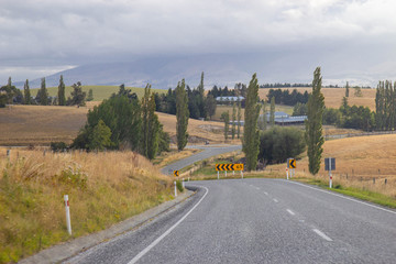 Scenic road in Canterbury area, New Zealand