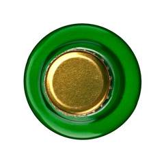 Green beer bottle, top view