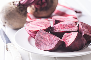 Sliced tasty raw beetroot.