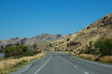 Scenic road in Canterbury area, New Zealand