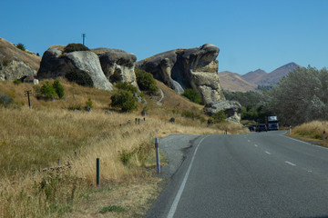 Scenic road in Canterbury area, New Zealand