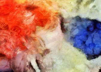 Abstract background in mixed colors. Oil and watercolor design elements. Design template for covers, posters and banners. Simple macro close-up paint brush strokes.