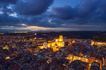 Tarragona city at dawn aerial view in south of Spain 