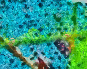 Abstract background in mixed colors. Oil and watercolor design elements. Design template for covers, posters and banners. Simple macro close-up paint brush strokes.