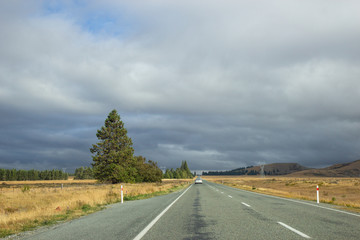 Scenic road in Canterbury area, New Zealand