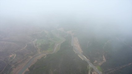 Aerial. Portuguese forest Monchique, after the fires view from the sky.