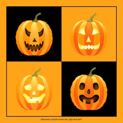 Halloween pumpkin head set, light and dark