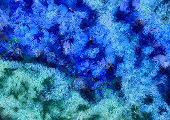 Abstract background in mixed colors. Oil and watercolor design elements. Design template for covers, posters and banners. Simple macro close-up paint brush strokes.