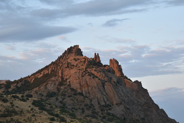 scenic sunset in mountains