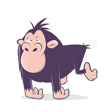 Funny Cartoon Illustration Of An Ape