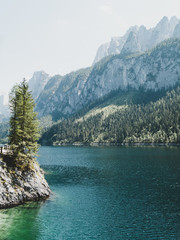 Vorderer Gosausee lake. Salzkammergut is a famous resort area located in the Gosau Valley in Upper Austria. © Leonid Tit