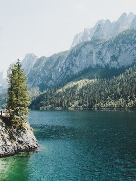 Vorderer Gosausee lake. Salzkammergut is a famous resort area located in the Gosau Valley in Upper Austria.