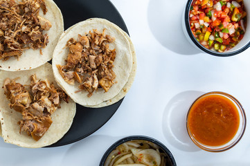 Mexican carnitas tacos, traditional food of Michoacán
