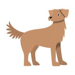 Funny dog illustration in flat cartoon style