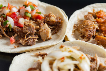 Mexican carnitas tacos, traditional food of Michoacán