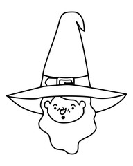 cute little girl head with witch costume