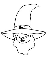 cute little girl head with witch costume