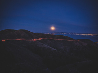 Marin Headlands - hills with the Moon © M.Beck - Photography