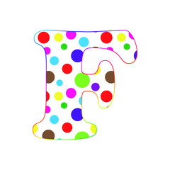 letter F. cartoon fun letters. alphabet for kids. Children's font. dot texture