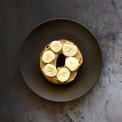 Bagel with Peanut Butter and Banana