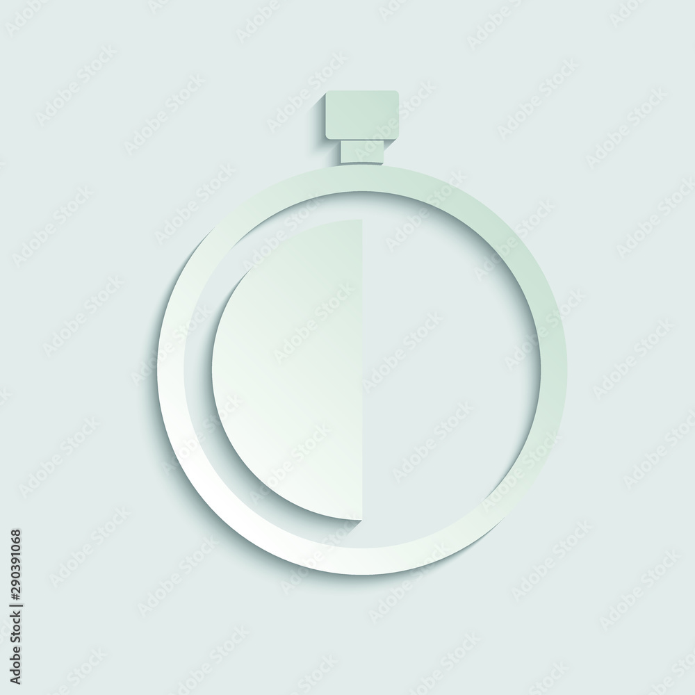 Poster stopwatch icon. stop time icon. vector icon for apps and websites paper icon with shadow