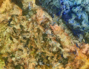 Grunge background. Abstract minimalism hand drawn pattern. Simple texture backdrop. Macro smooth brush strokes and splashes of paint. HD wallpaper design. Drawing template for creative ideas.