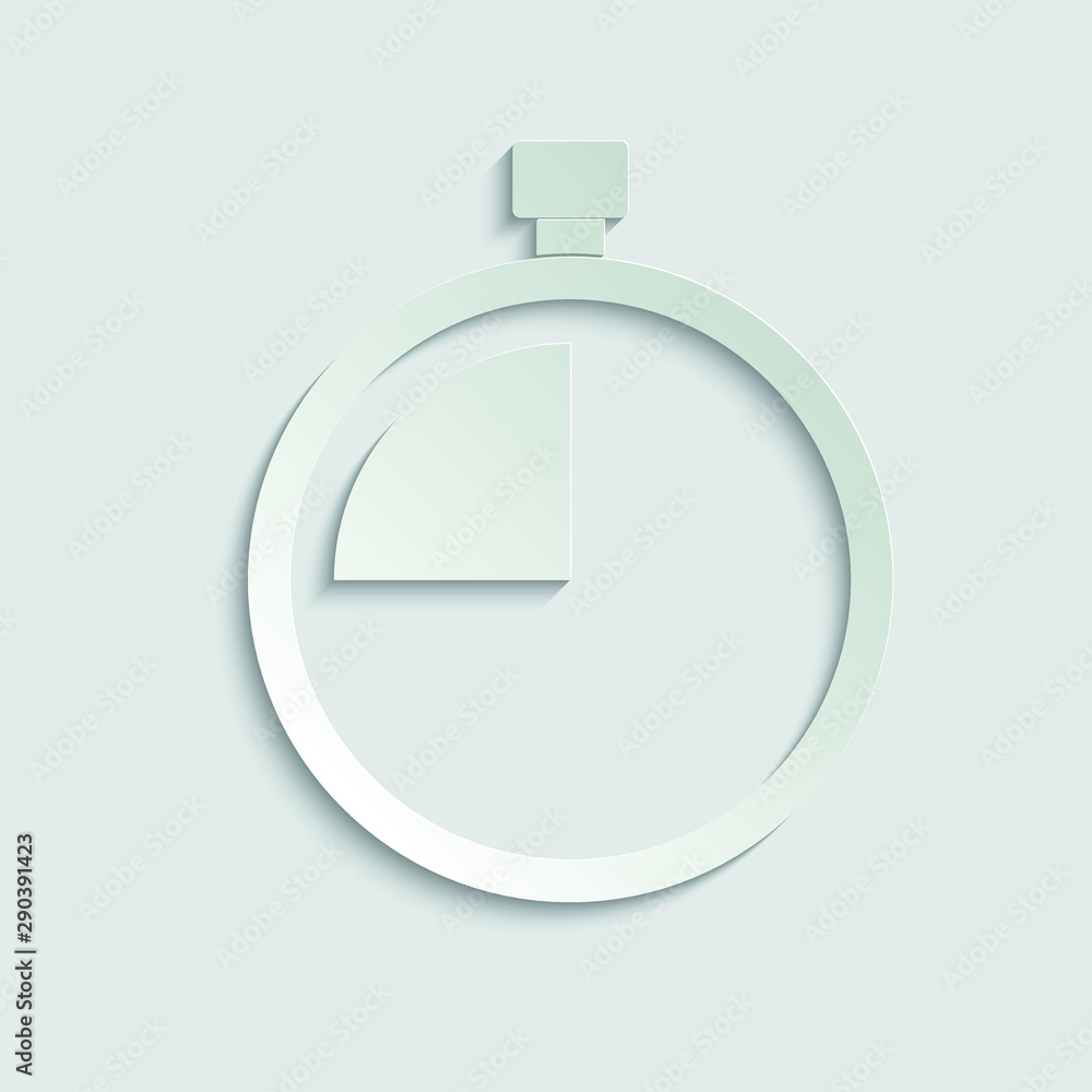 Poster stopwatch icon. stop time icon. vector icon for apps and websites paper icon with shadow