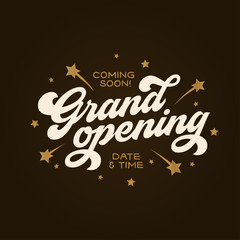 Grand opening template, banner, poster. Vector vintage illustration.