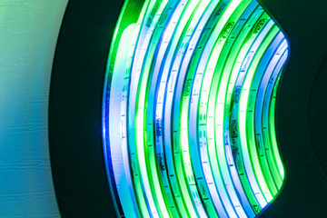 Fragment of multi-colored led strip in the coil
