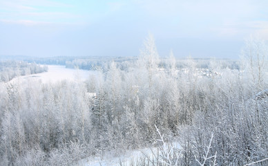 winter landscape with river and trees