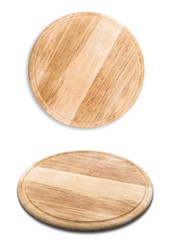 wooden  tray for meat and vegetable on white background