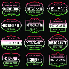 Ristorante Italian Premium Quality Stamp. Restaurant Frames. Grunge Design. Icon Art Vector. Old Style Frames.
