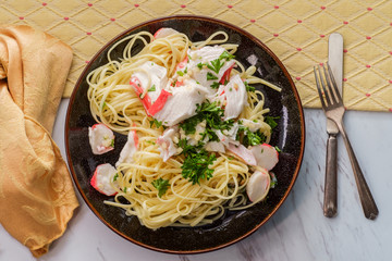 Crab Scampi Linguine Pasta © Ezume Images