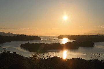ともやま公園　英虞湾に沈む夕日