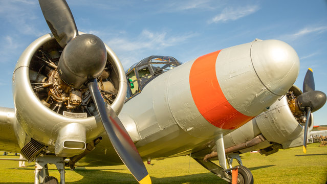 Avro Anson. Vintage RAF trainer airplane nose detail