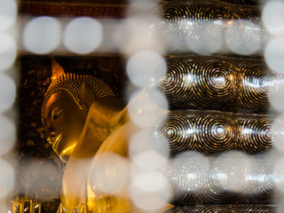 Golden Budha lying in Asian temple