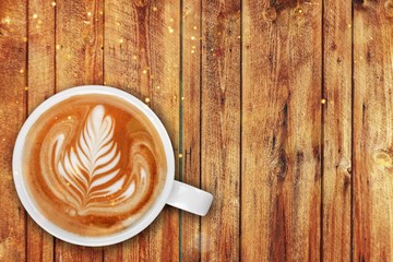 Cup of tasty cappuccino, top view